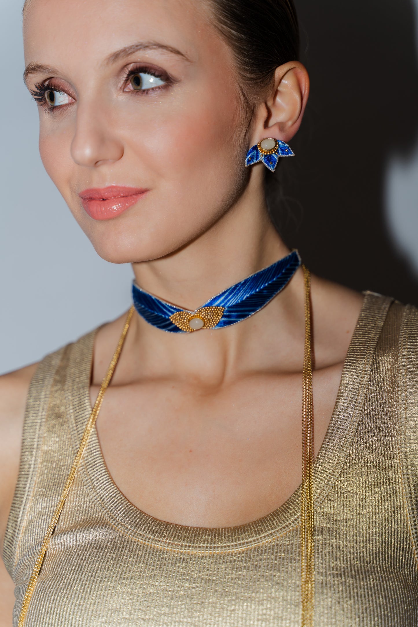 Denim Stripes Braz Clip Earrings