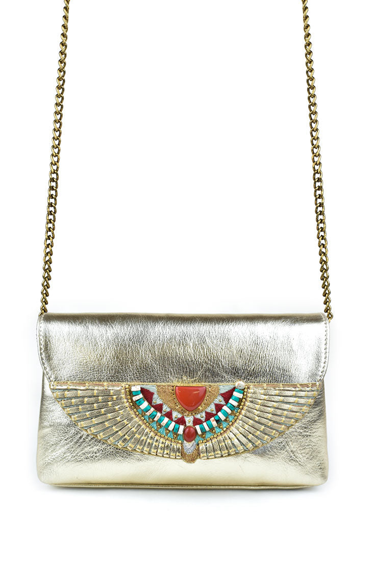 Gold Cherina Leather Bag