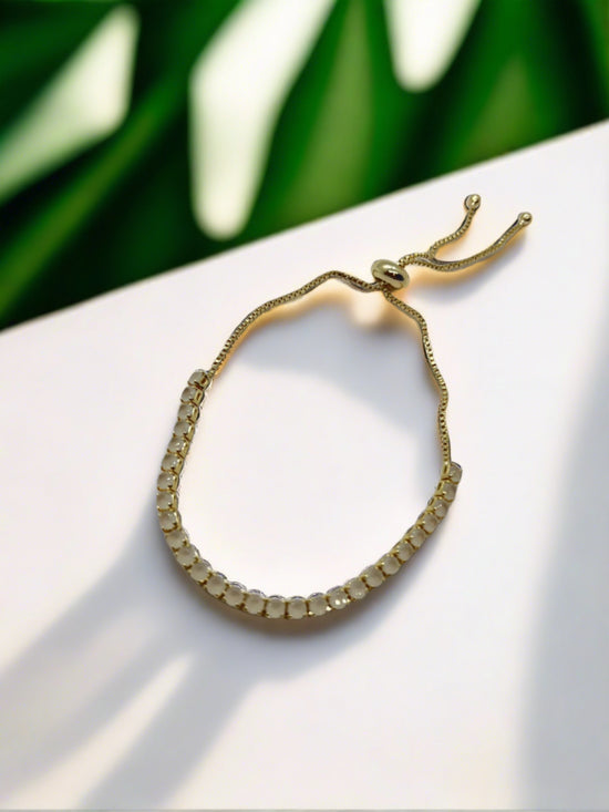 Clear Adjustable Bracelet With Round Clear CZ Stones