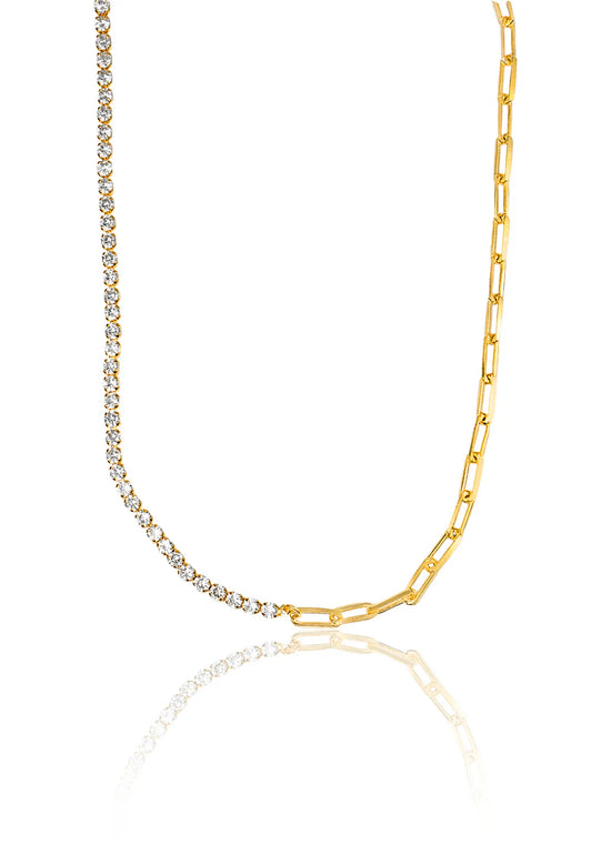 Half Zirconia Paper Clip Choker