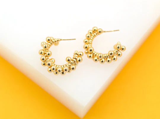 Gold Beaded Wired Earrings