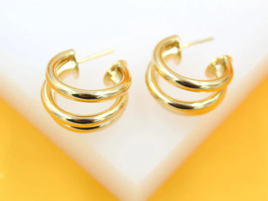 Triple Strand Hoop Earrings