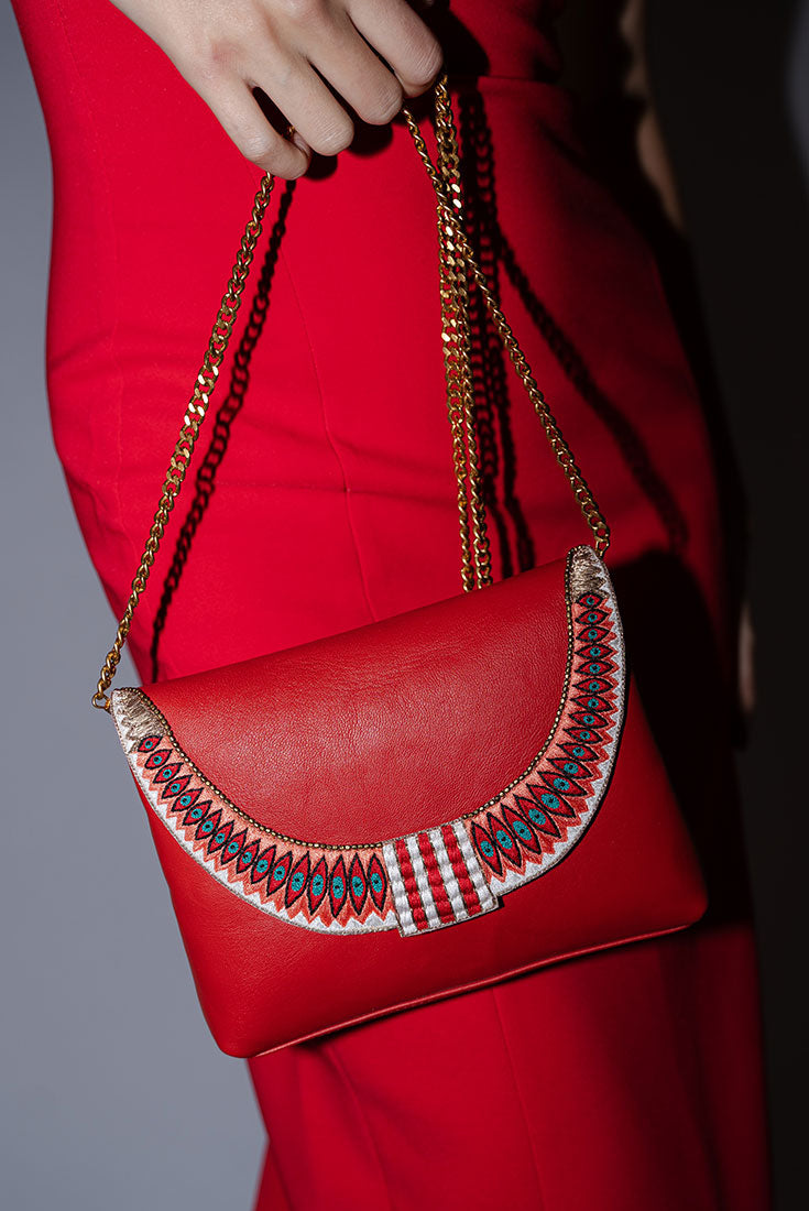 Mandarine Coral Charlina Leather Handbag