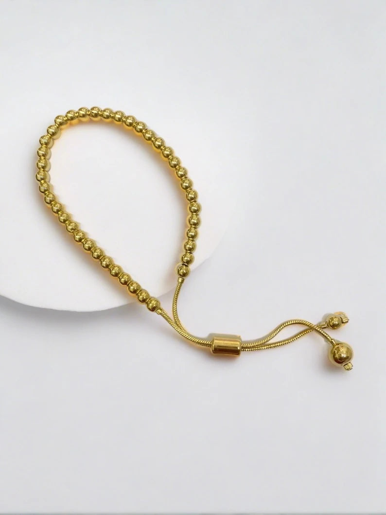 Gold Bead Adjustable Bracelet