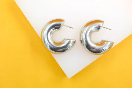 Silver Thick Hoops