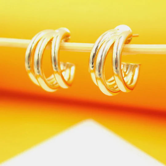 Load image into Gallery viewer, Triple Strand Hoop Earrings
