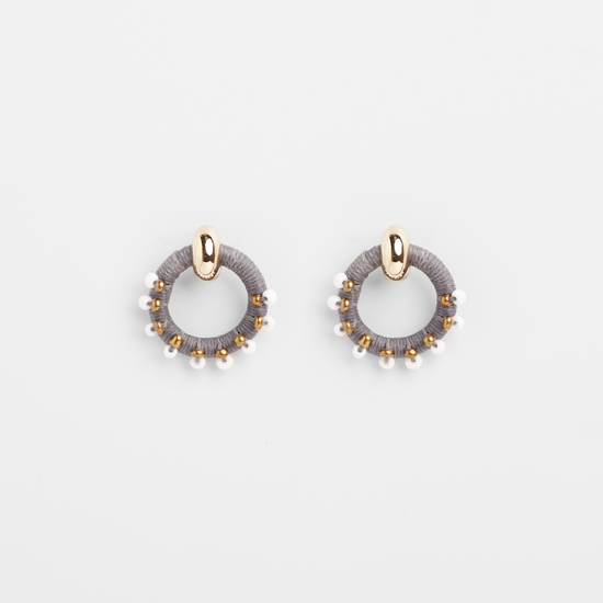 Load image into Gallery viewer, Beaded Magic Gray Earrings
