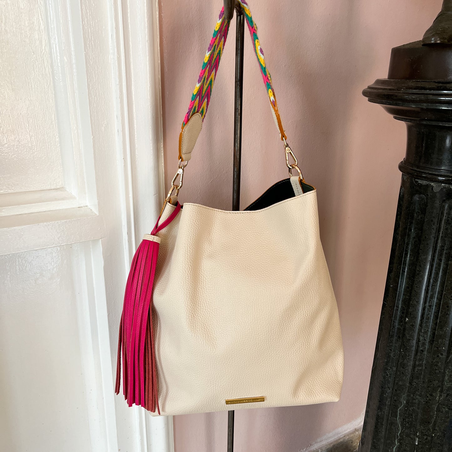 Beige Leather Classic Handbag