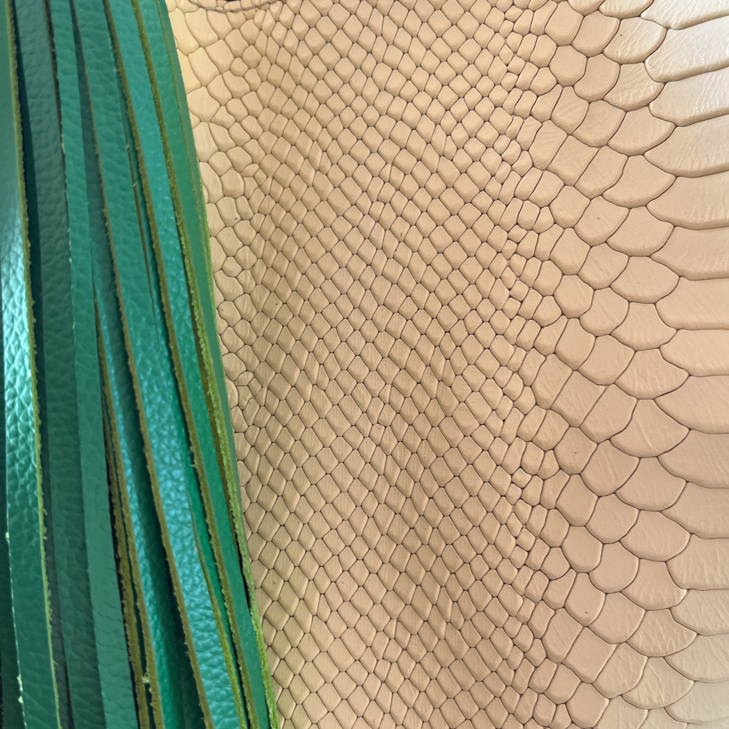 Embossed Yellow Leather Handbag