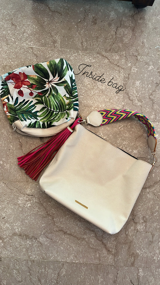 Beige Leather Classic Handbag