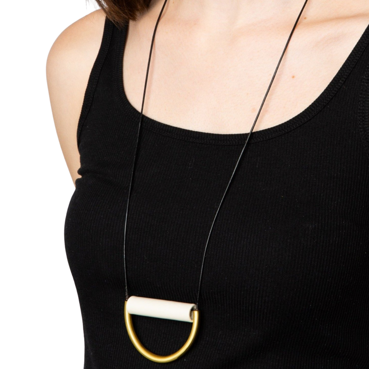 Amy Ceramic Long Necklace With Leather Cord