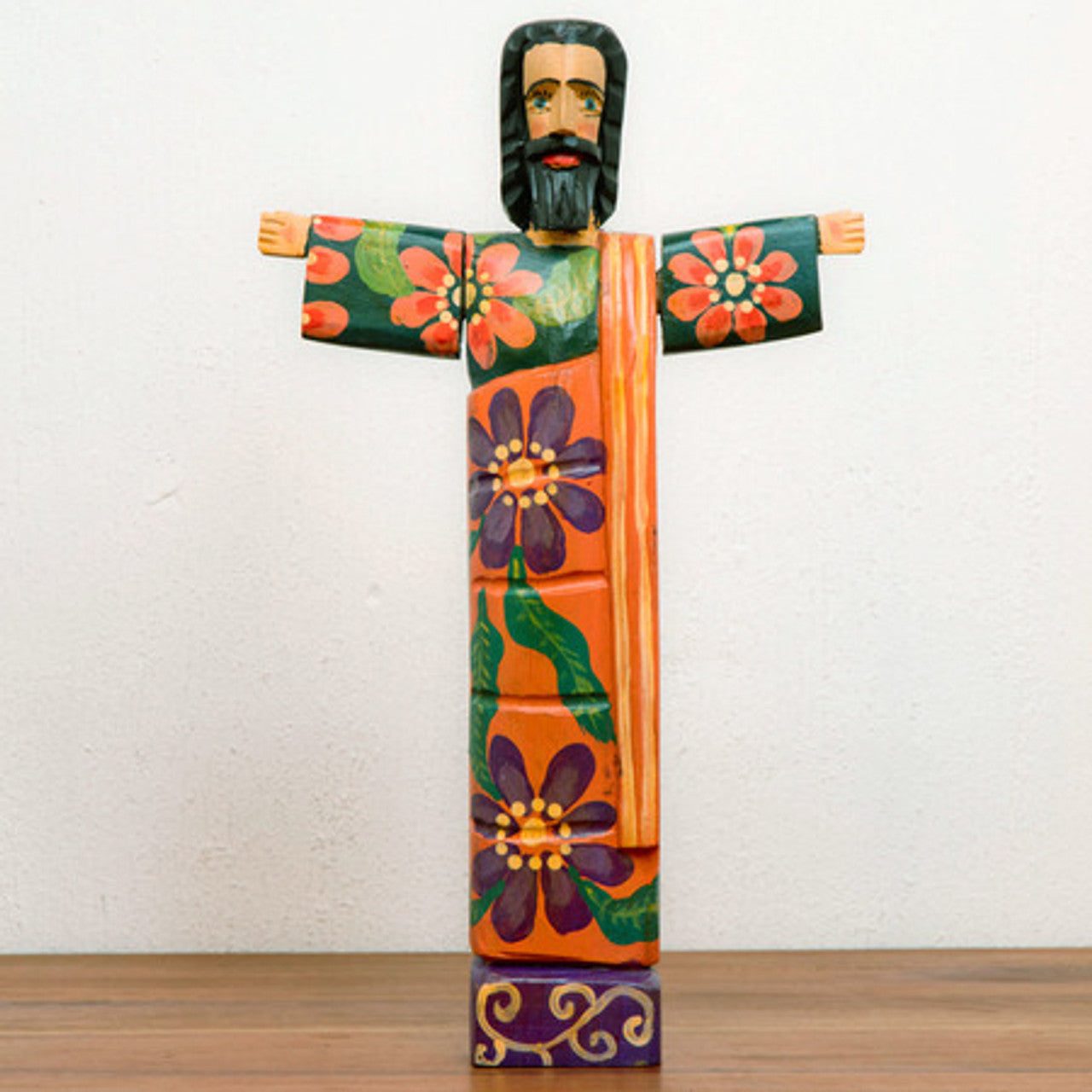 Hand Carved Wooden Tall Jesus Statue 15"