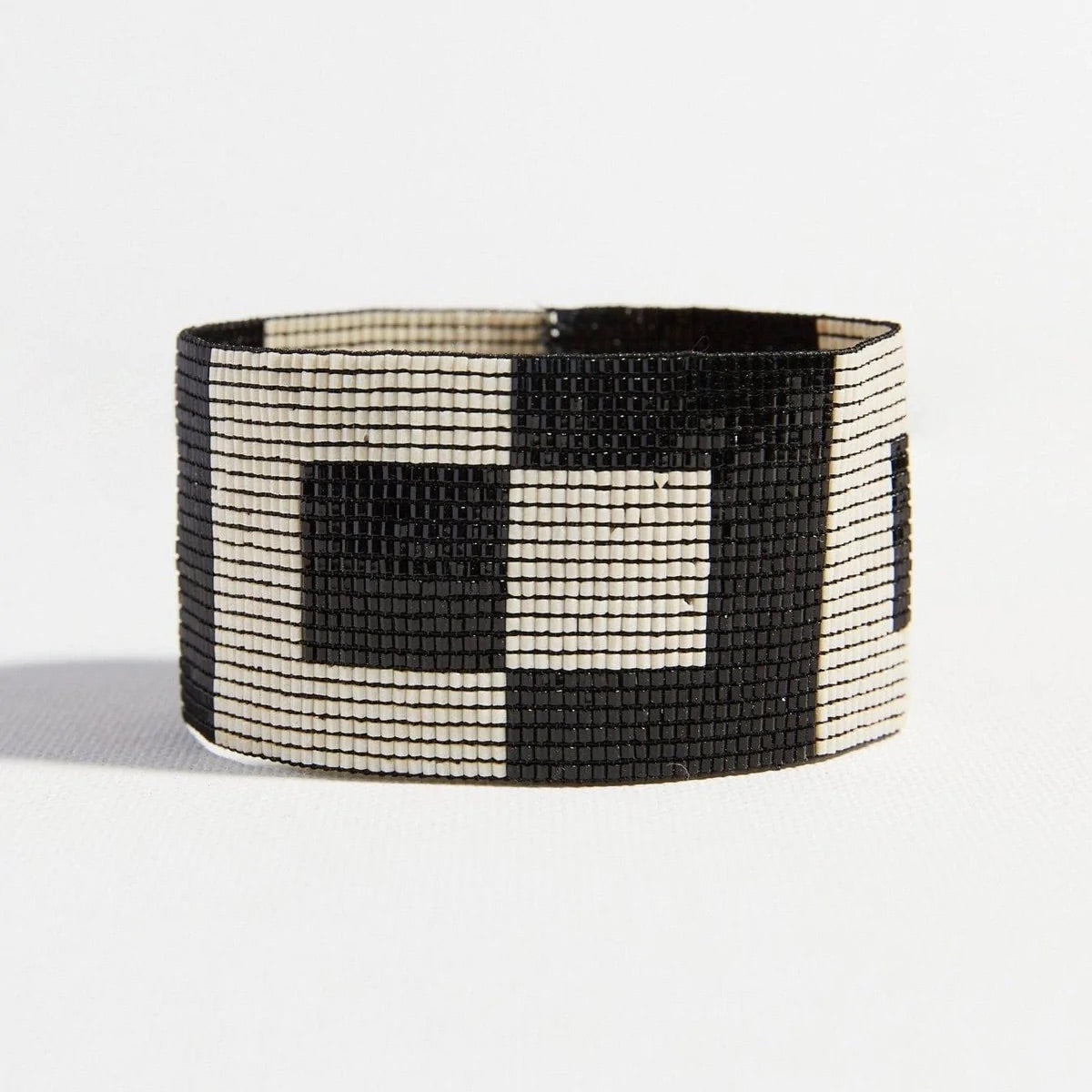 Freya Black Squares Stretch Beaded Bracelet
