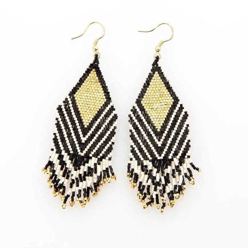 Maeve Black and Gold Fringe Earrings