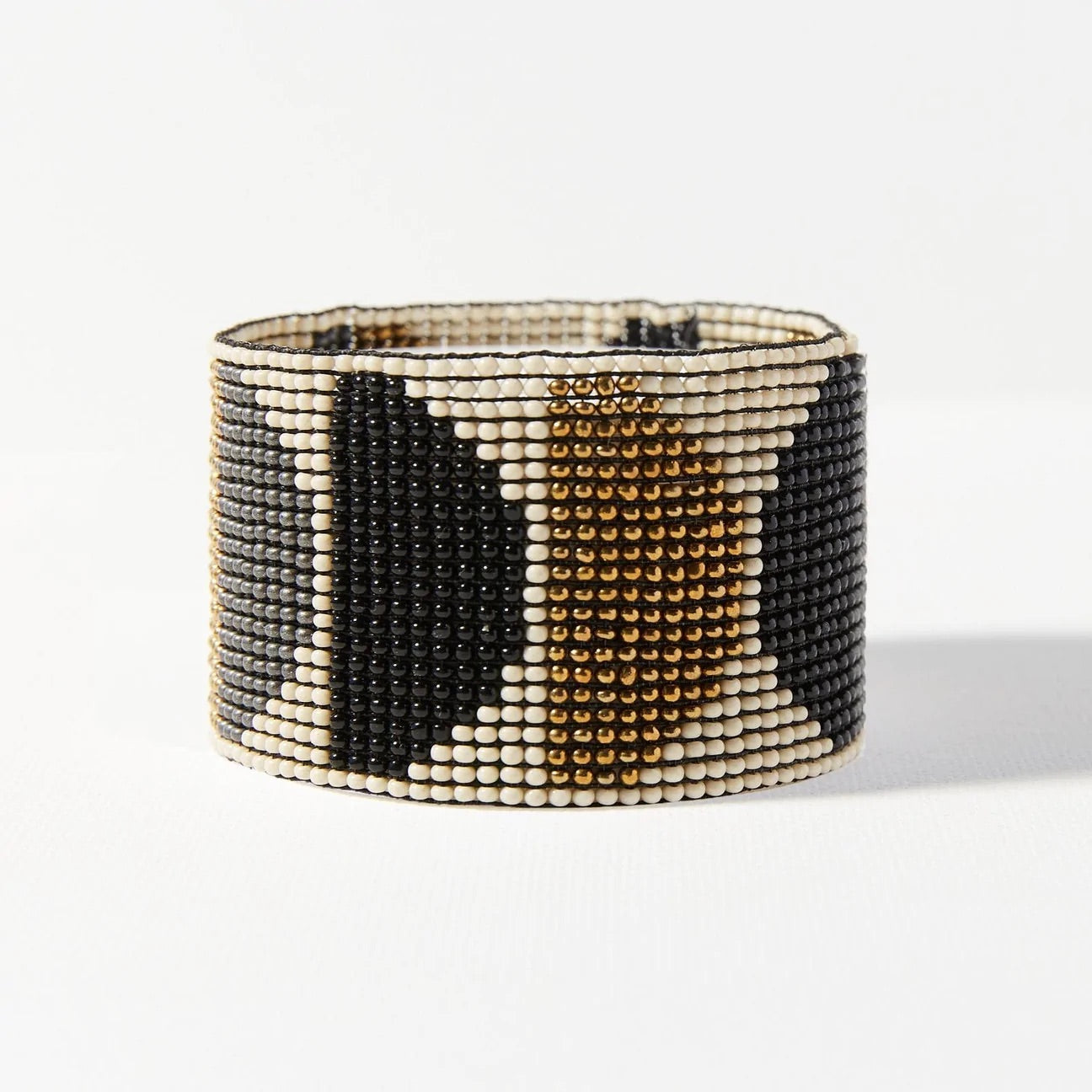 Ottilie Black Ivory Gold Circle Stretch Bracelet