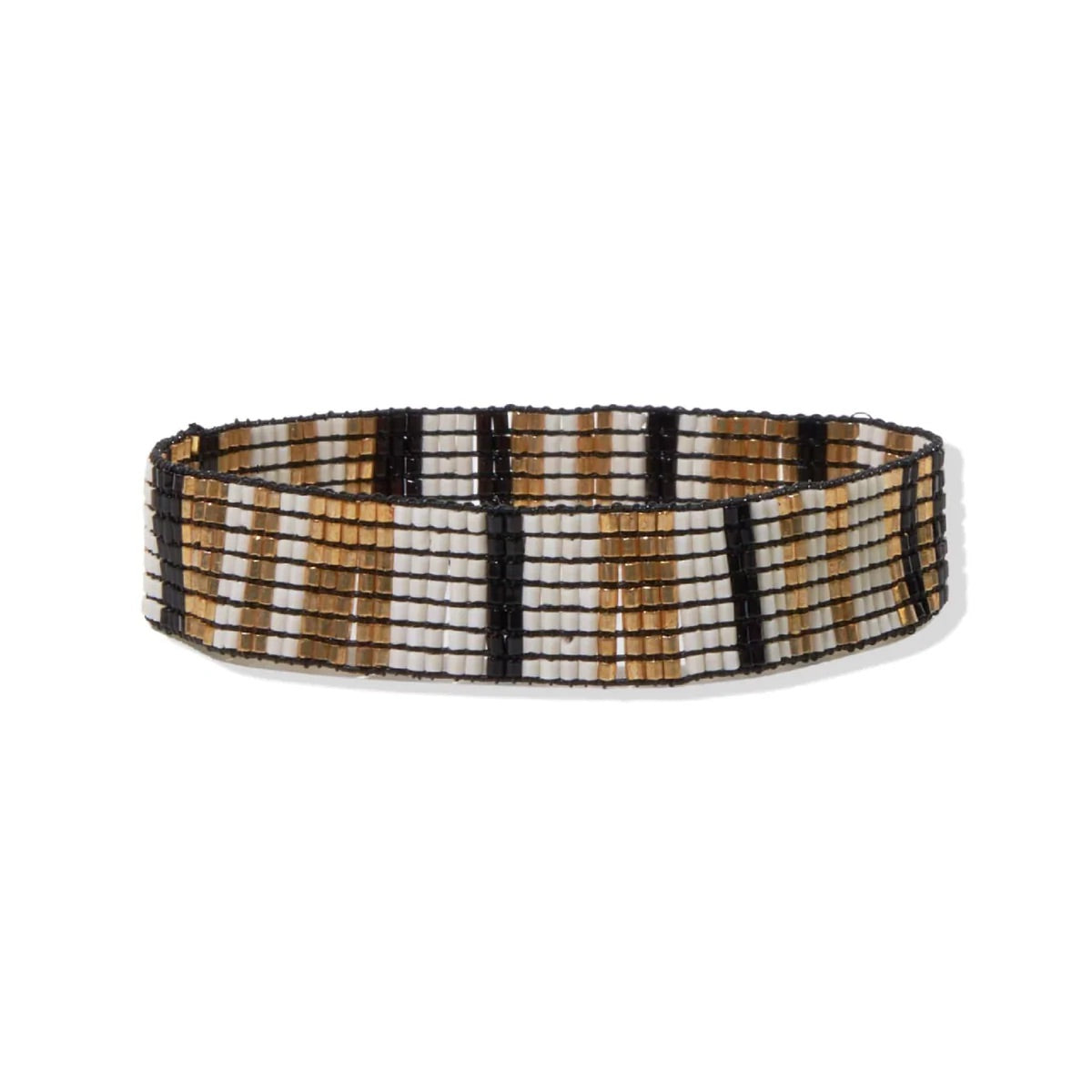 Eloise Black Gold Vertical Lines Luxe Stretch Bracelet