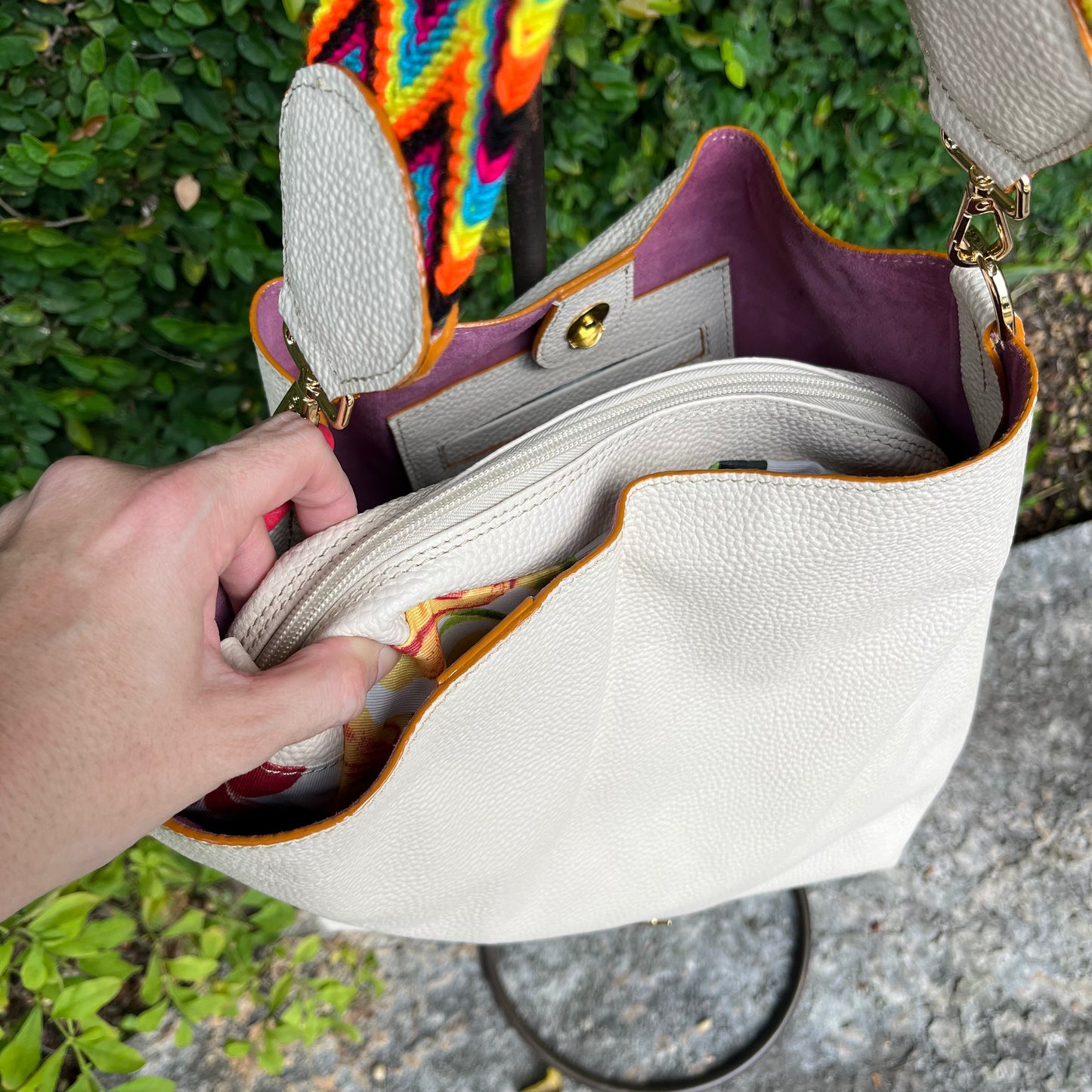 White Leather Classic Handbag