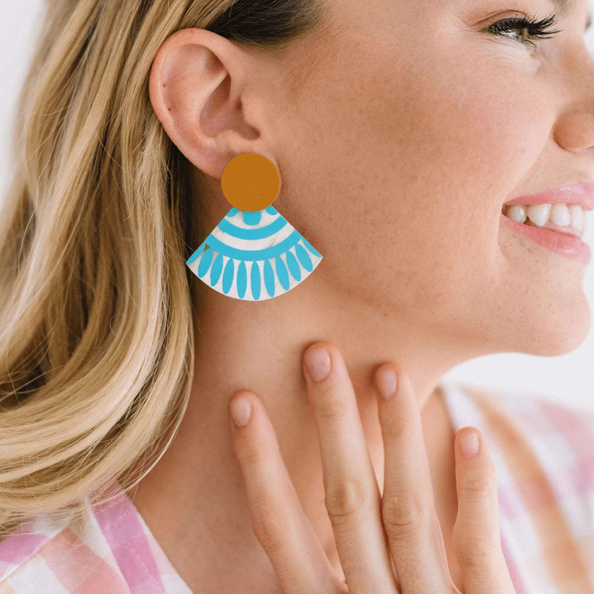 Turquoise Sunset Tile Earrings