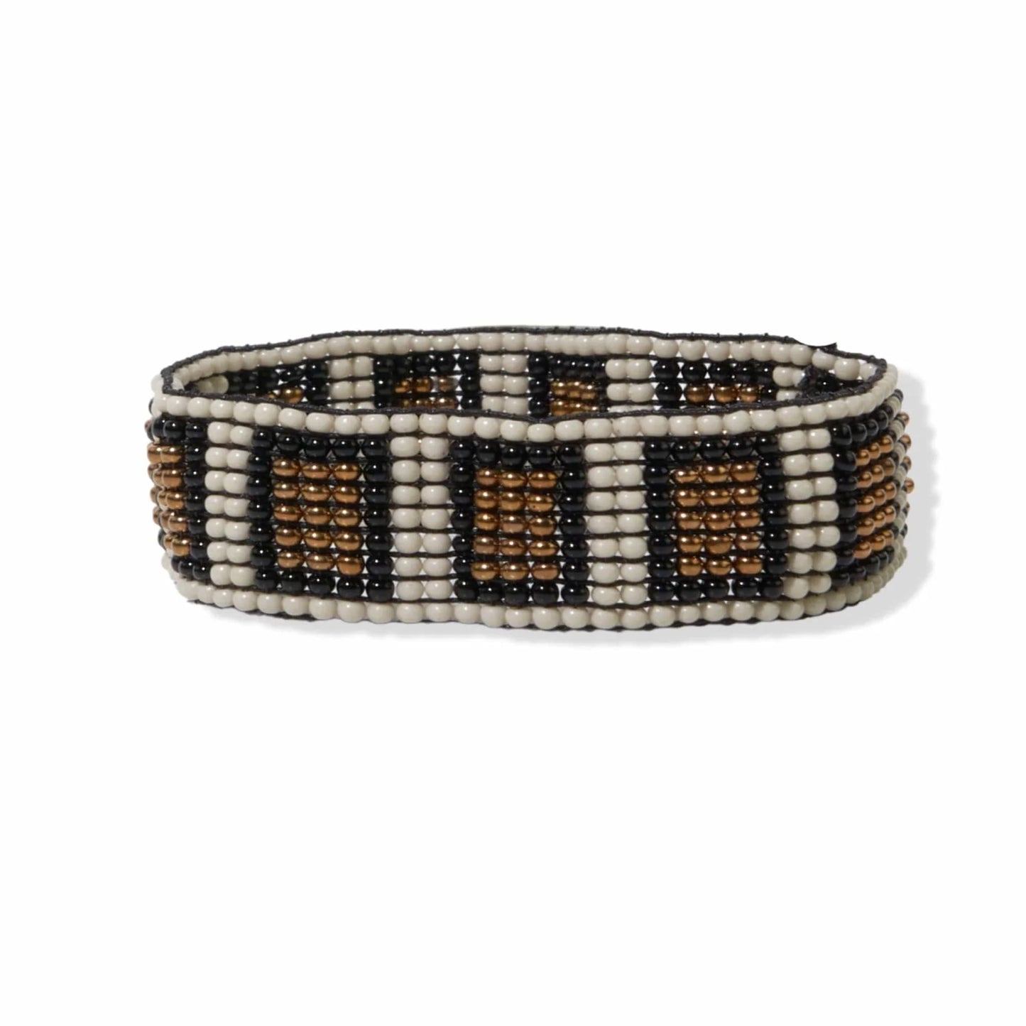Clarissa Black Ivory Gold Rectangle Small Stretch Bracelet