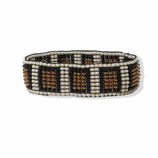 Clarissa Black Ivory Gold Rectangle Small Stretch Bracelet