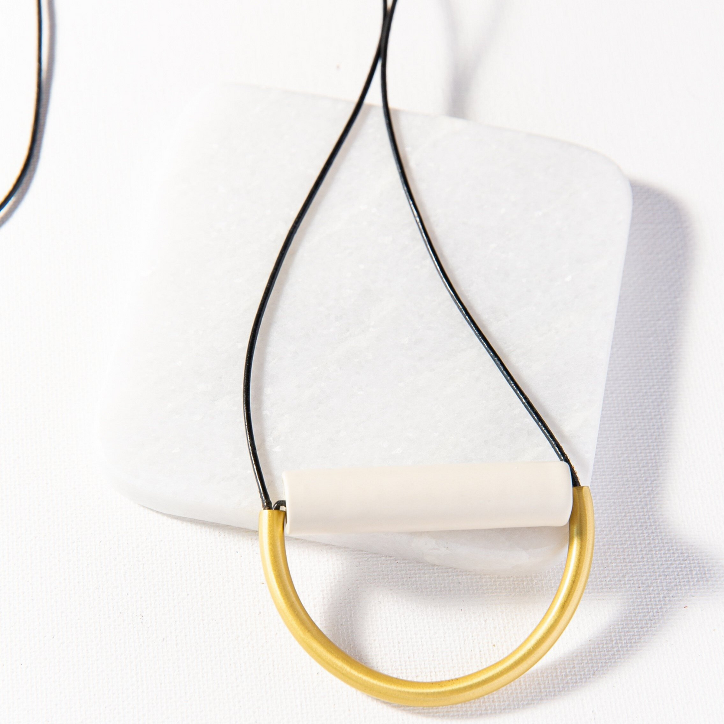 Amy Ceramic Long Necklace With Leather Cord
