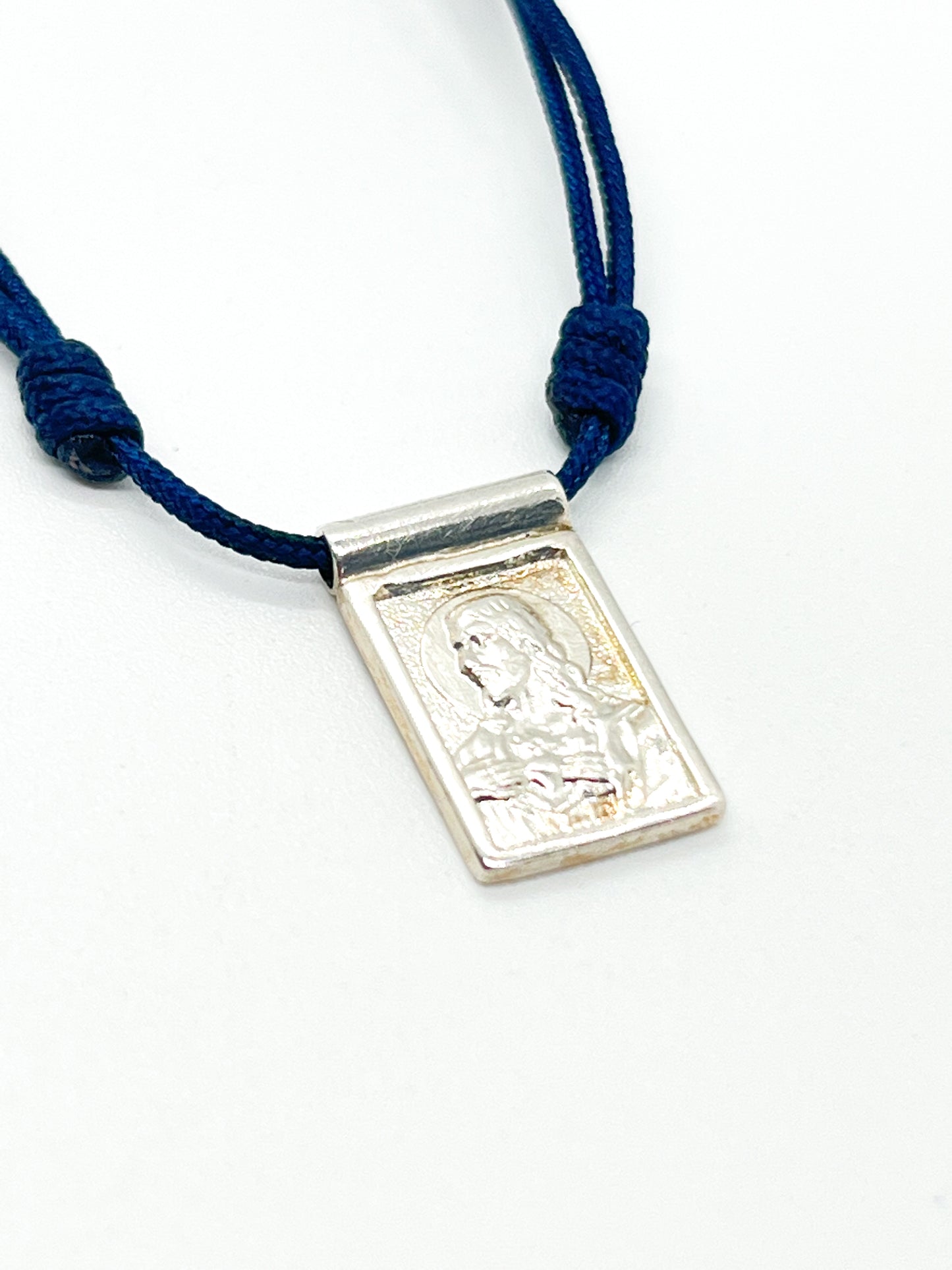 925 Silver Small Virgen del Carmen and Sacred Heart Scapular