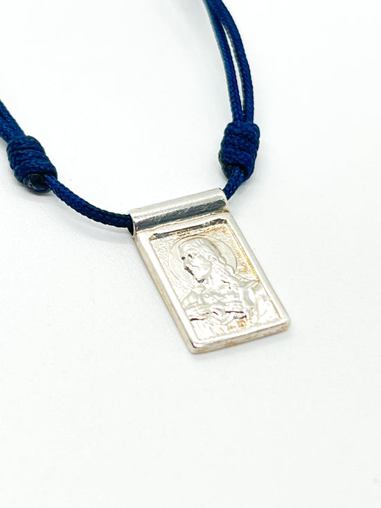 925 Silver Small Virgen del Carmen and Sacred Heart Scapular