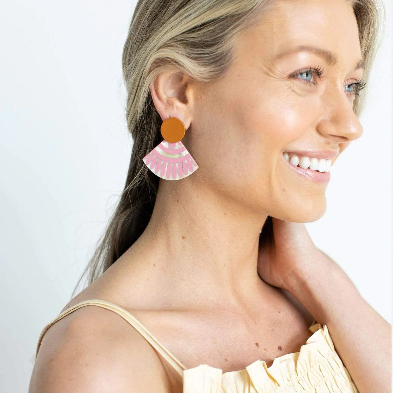 Load image into Gallery viewer, Sunset Blush Tile Earrings
