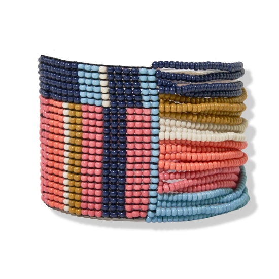 Load image into Gallery viewer, Lola Navy Stripe Woven Multi Layer Bracelet
