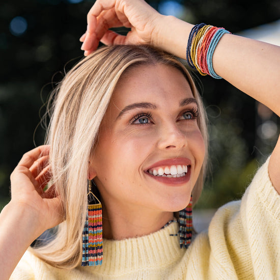 Lola Navy Stripe Woven Multi Layer Bracelet