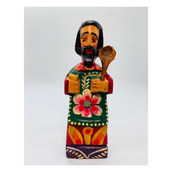 Small Hand Carved Wooden San Pascual Statue- Kitchen Saint 5"