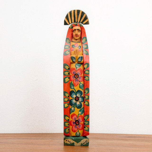 Hand Carved Tall Wooden Virgin Mary 15"